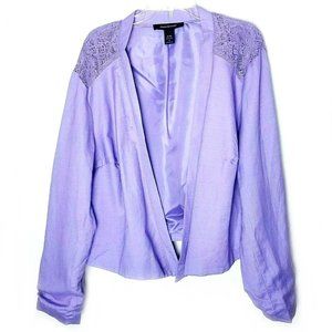 Ashley Stewart Open Front Linen Blend Jacket